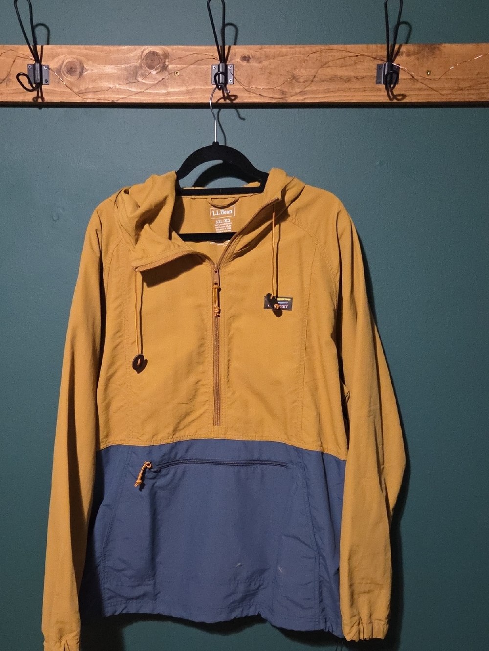Mens L.L. Bean Mountain Classic Anorak - Mustard & Teal